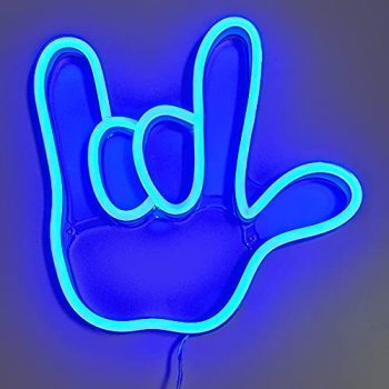 LED Neon Signs I Love You Gesture Finger  BLUE