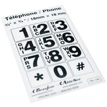 Telephone Stickers - Black on White - Alphanumeric
