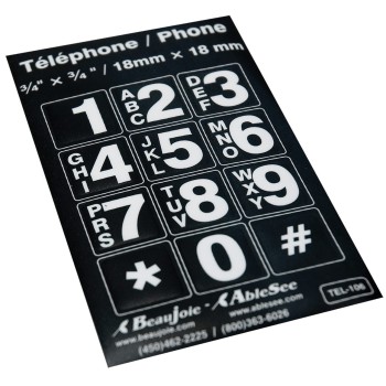 Telephone Stickers - White on Black - Alphanumeric