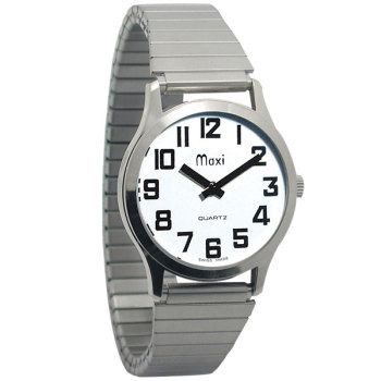 Mens Chrome-Low Vision Watch - Expansion Band