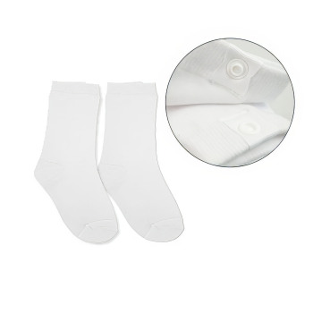 Girls Socks with Snaps- White- 1 Pair