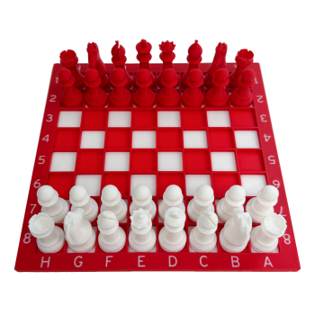 Chess Set with 9" x 9" Board - Red & White
