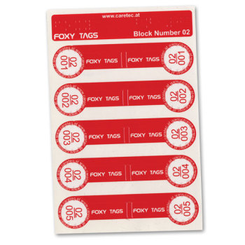 Clothing Tags for Foxy Reader Talking Label Reader- Set 2- 5 Tags