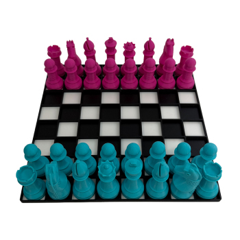 Tactile Chess Large Piece Set - Magenta and Turquoise