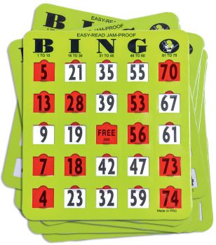 Easy Read Fingertip Bingo Card -20 Cards - Green