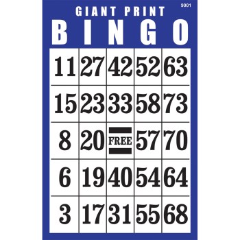 Giant Print Laminated BINGO Card- Blue