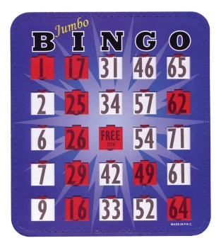 Jumbo Blue Bingo Card with Fingertip Shutter Slide- 1 pc.