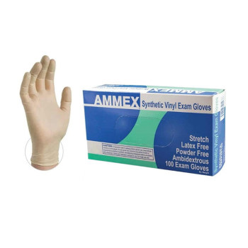 Stretch Synthetic Vinyl Exam Gloves - XL- 100 Gloves