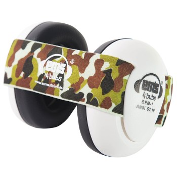 Ems 4 Bubs Baby Hearing Protection White Earmuffs- Army Camo
