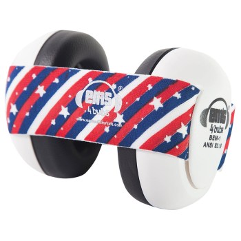 Ems 4 Bubs Baby Hearing Protection White Earmuffs- Stars n Stripes