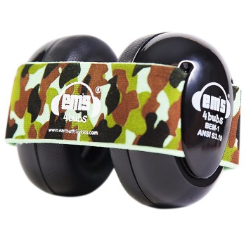 Ems 4 Bubs Baby Hearing Protection Black Earmuffs- Army Camo