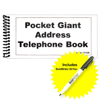 Pocket Large Print Address Book with BoldWriter 20 Pen