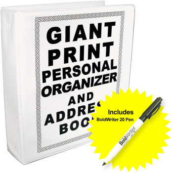 Giant Print Personal Organizer and Address Book with BoldWriter 20 Pen