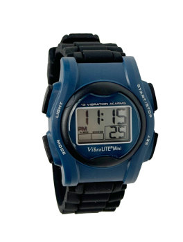 VibraLITE Mini Vibration Watch Blue- Black Silicone Band