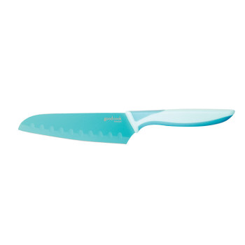 Santoku Kitchen Knife- Nonstick 5-in Blade- Teal