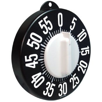Tactile Long Ring Low Vision Timer - Black with White Dial