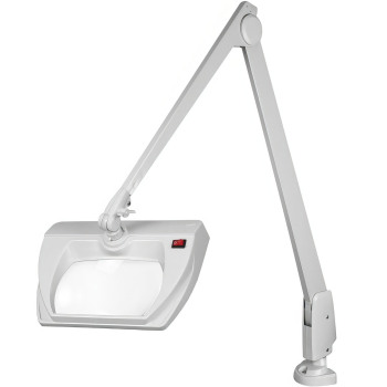 Dazor Stretchview 42-Inch Clamp Base LED Magnifier 3D 1.75x- White