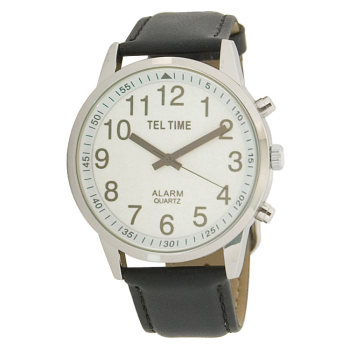 Mens Touch Talking Watch- Extra-Large Face- Leather Band- English