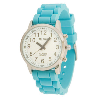 Ladies Touch Talking Watch- Large Face- Aqua Rubber Band- English
