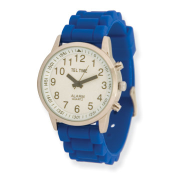 Ladies Touch Talking Watch- Large Face- Blue Rubber Band