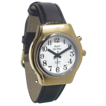 Mens Royal Tel-Time One Button Talking Watch with Leather Band