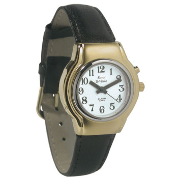 Ladies Royal Tel-Time One Button Talking Watch with Leather Band