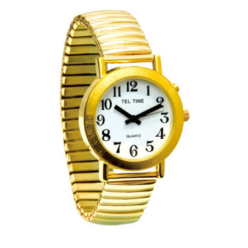 Mens Gold-Tone Spanish Talking Watch - One Button Expansion Band