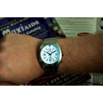 Reizen Talking Atomic Watch with Top Light- Expansion Band