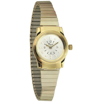 Ladies Gold Tone Quartz Braille Watch with Gold Expansion Band