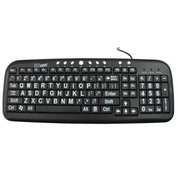 EZ See Large Print Keyboard- Black Keys- White Print