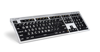 Large Print Keyboard for Mac- White Print on Black Keys with LED Light