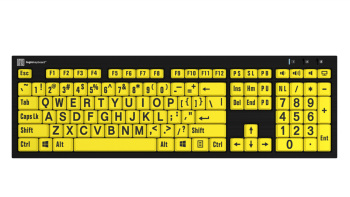 Large Print - Black on Yellow NERO Slimline Keyboard  - Windows