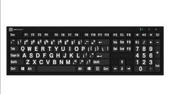 Large Print - White on Black NERO Slimline Keyboard  - Windows