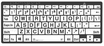 Braille and Large Print - Black on White Mini Bluetooth Keyboard - Win
