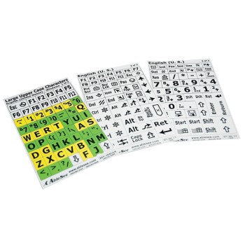 Computer Keyboard Labels - Black on White, Yellow, Green Background