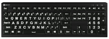 Large Print - White on Black ASTRA2 Backlit Keyboard - Windows