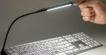 Large Print Keyboard for Mac- Black Print on White Keys with LED Light