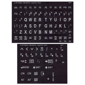 Large Print- Braille Keyboard Labels- White on Black