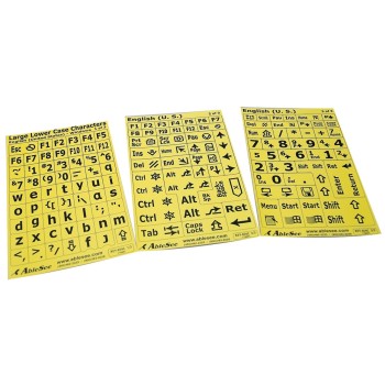 Keyboard Large Print Labels - Black on Yellow - Lower Case