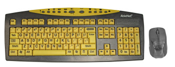Large Print Yellow Wireless Keyboard and Mouse Combo