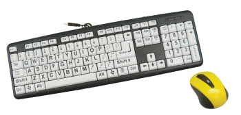 Large Print Wired Keyboard and Wireless Mouse Set