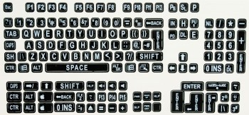 Large Print Labels for Computer Keyboards - White On Black