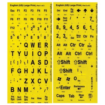 Large Print Labels for Computer Keyboards - Black On Yellow