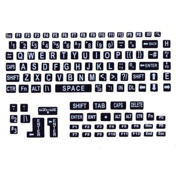 Braille and Large Print Combined Keyboard Stickers - Black Keys with White  Characters