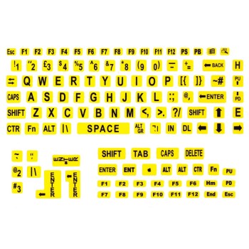 Large Print Labels for Laptop Computers- Black-Yellow