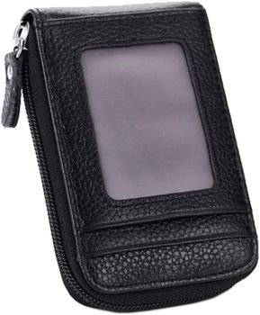Leather Credit Card holder Accordion - BLACK