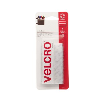 VELCRO Brand Sticky Back- 3.5 in. x 0.75 in. Strips 4 Sets- White