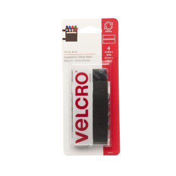 VELCRO Brand Sticky Back- 3.5 in. x 0.75 in. Strips 4 Sets- Black