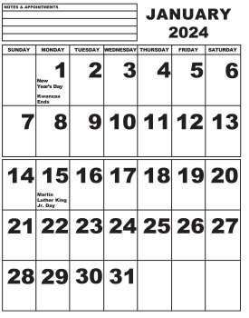 Jumbo Print Calendar- 2024