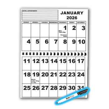 Jumbo Print Calendar with Pen- 2026